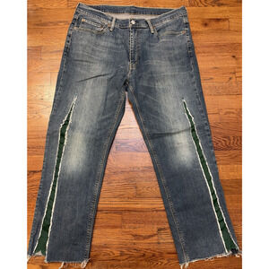 Levi’s 541 Men’s Jeans Blue 36 X 32 Custom Slash Insert Green Thigh To Hem